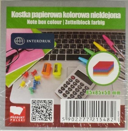 Kostka papierowa kolorowa 85x85x50 mm nieklejona