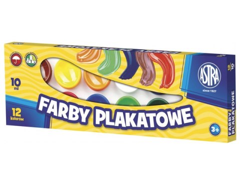 Farby plakatowe ASTRA 12 kolorów 10ml