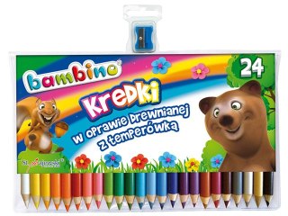 Kredki BAMBINO w oprawie drewnianej grube 24 kolory +temperówka