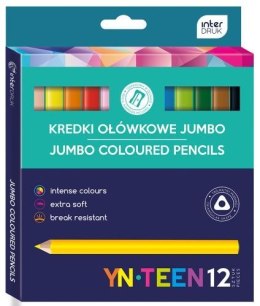 Kredki ołówkowe YN TEEN Jumbo 12 kolorów + temperówka