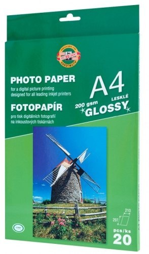 Papier fotograficzny KOH-I-NOOR błyszczący A4 20k. 200g