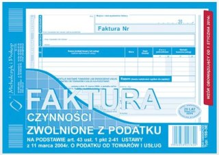 Druk 198-3E Faktura - czynności zwolnione z podatku