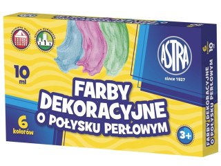 Farby dekoracyjne 6 kolorów ASTRA o połysku perłowym 10ml