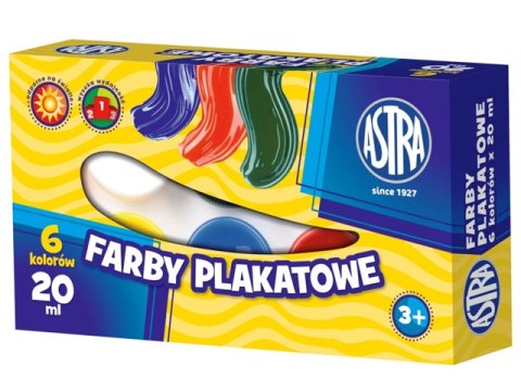 Farby plakatowe 6 kolorów ASTRA 20ml