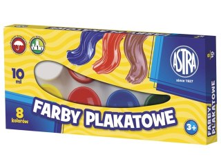 Farby plakatowe 8 kolorów ASTRA 10ml