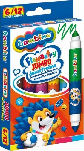 Flamastry BAMBINO dwustronne Jumbo - 6 sztuk/12 kol.