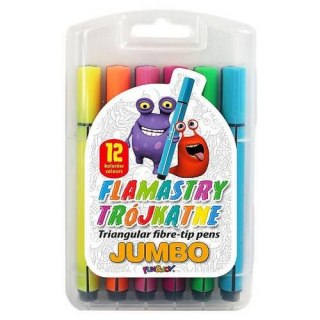 Flamastry trójkątne FUN&JOY JUMBO 12 kolorów etui