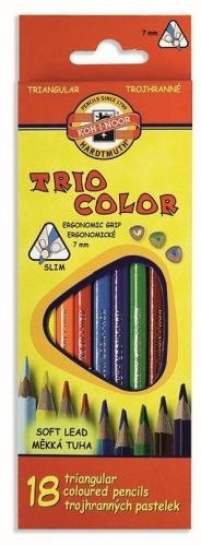 Kredki KOH-I-NOOR Triocolor 7mm, 18 kolorów