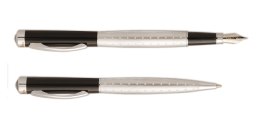 Komplet TETIS KK471 pióro + długopis 0, 7mm biało-czarny