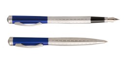 Komplet TETIS KK471 pióro + długopis 0, 7mm niebiesko-biały