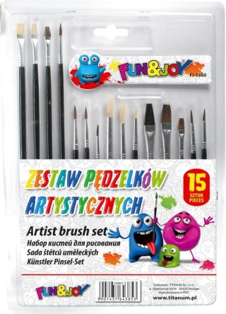 Pędzle artystyczne FUN&JOY komplet 15szt.