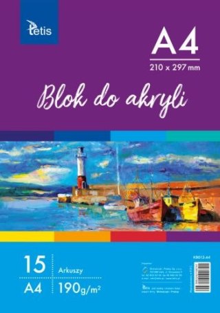 Blok do akryli TETIS A4 15k. 190 g/m2