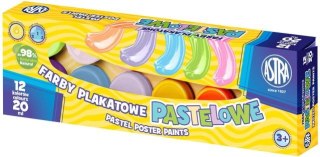 Farby plakatowe ASTRA pastelowe 12 kolorów - 20ml