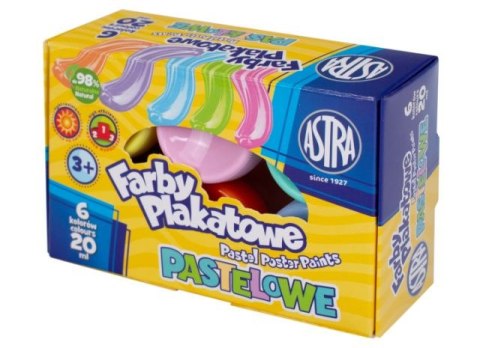 Farby plakatowe ASTRA pastelowe 6 kolorów 20ml