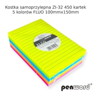 KOSTKA SAMOPRZYLEPNA ZI-32 5 KOLORÓW FLUO 100mmx150mm 450 KARTEK [opak=10szt]