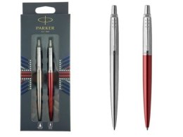 Komplet Parker JOTTER Długopis srebrny + czerwony