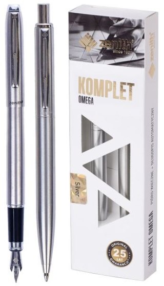 Komplet Zenith Silver w etui - pióro wieczne + długopis