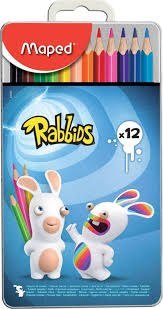 Kredki MAPED Rabbids 12 kolorów w metalowym etui