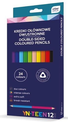 Kredki ołówkowe YN TEEN dwustronne 24 kolory 12szt.