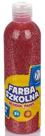 Farba szkolna Astra 250 ml - brokatowa czerwona