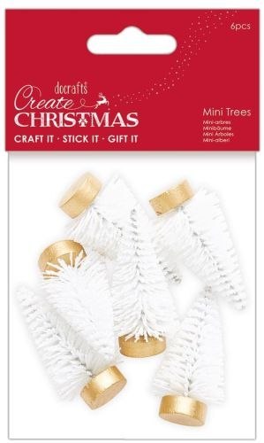 Mini choinki dekoracyjne - Create Christmas - White 6szt.