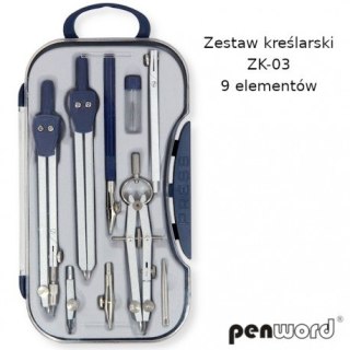 Zestaw kreślarski PENWORD ZK-03 9 elementów