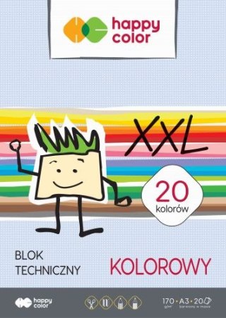 Blok techniczny kolorowy A3 20k. 170g HAPPY COLOR