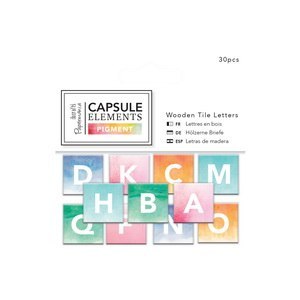 DREWNIANE TABLICZKI Z LITERAMI - CAPSULE - ELEMENTS PIGMENT, 30 SZT.