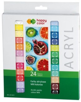 Farba akrylowa zestaw 24 kolorów x 12 ml, Happy Color