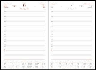 Kalendarz książkowy WN A4 dzienny Cross z gumką z ażurową datówką czerwony 2022