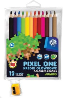 Kredki ołówkowe ASTRA jumbo okrągłe 12 kolorów + temperówka - Pixel One