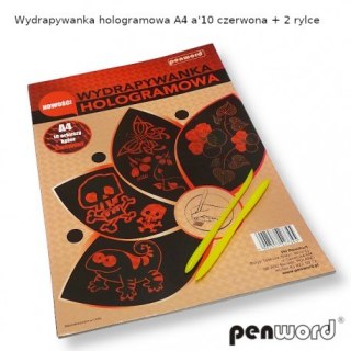 WYDRAPYWANKA HOLOGRAMOWA A5 a10 CZERWONA + 2 rylce