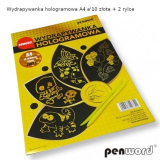 WYDRAPYWANKA HOLOGRAMOWA A4 a10 ZŁOTA + 2 rylce