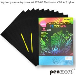 Wydrapywanka PENWORD hologramowa A4 WZ-03 multicolor 10ark. + 2 rylce