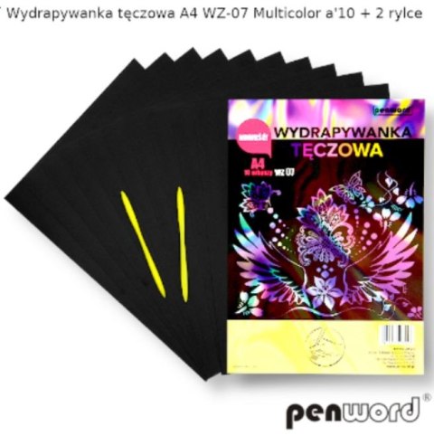 Wydrapywanka PENWORD hologramowa A4 WZ-07 multicolor 10ark. + 2 rylce