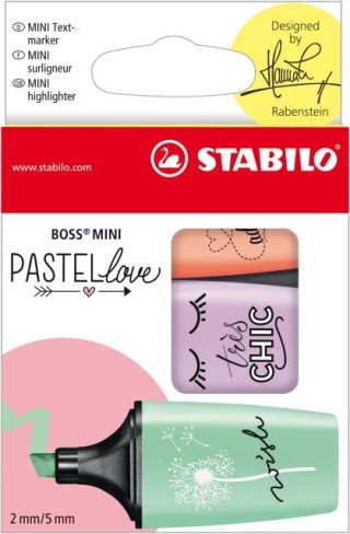 Zakreślacz STABILO BOSS Mini Pastellove 3szt. - mięta, lila, pomarańcz