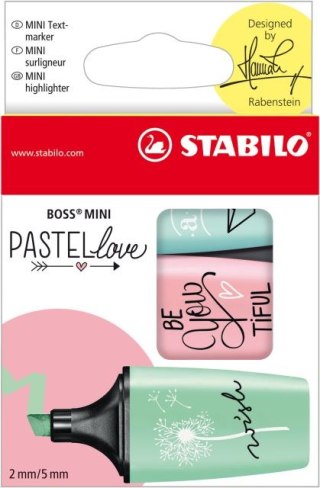 Zakreślacz STABILO BOSS Mini Pastellove 3szt. - mięta, róż, turkus