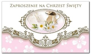 Zaproszenie składane Chrzest nr 44670 różowe a10