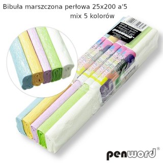 BIBUŁA MARSZCZONA PERŁOWA 25x200 a5 MIX5 KOLORÓW