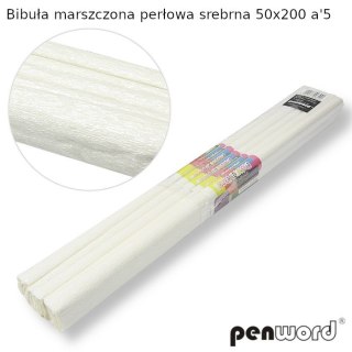 BIBUŁA MARSZCZONA PERŁOWA SREBRNA 50x200a5