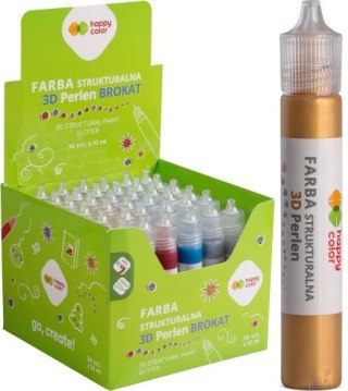 Farba 3D 32ml, mix 6 kolorów brokat, Happy Color