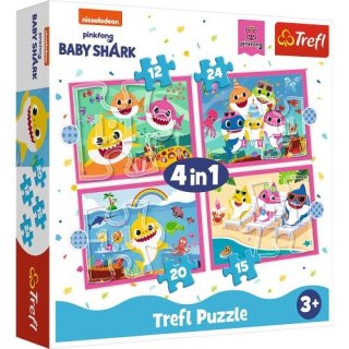 Puzzle "4w1" TREFL Baby Shark - Rodzina Rekinów