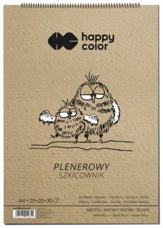 Szkicownik na spirali PLENEROWY A4, 70 ark, 3 kolory, 80/90g, Happy Color