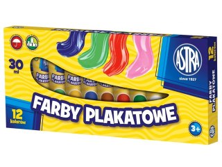 Farby plakatowe w tubie 12 kolorów ASTRA 30ml