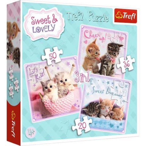 Puzzle "3w1" TREFL Sweet & Lovely - Słodkie kotki