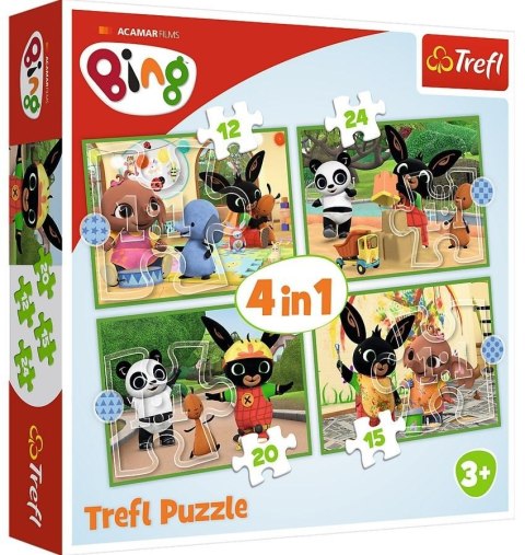 Puzzle 4w1 Wesoły dzień Binga TREFL