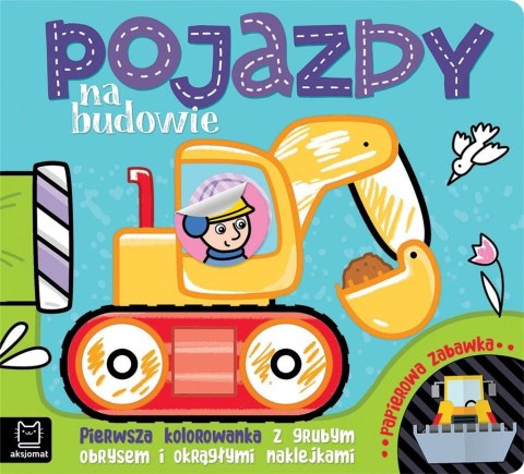 Pojazdy na budowie.. kolorowanka z grubym obrysem