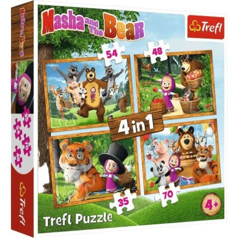 Puzzle "4w1" TREFL Masza w lesie" / Animaccord Masha and the Bear