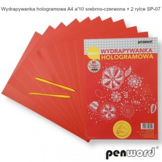 WYDRAPYWANKA HOLOGRAMOWA A4 a10 SREBRNO- CZERWONA +2rylce SP-07