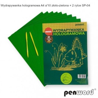 WYDRAPYWANKA HOLOGRAMOWA A4 a10 ZŁOTO-ZIELONA +2rylce SP-04